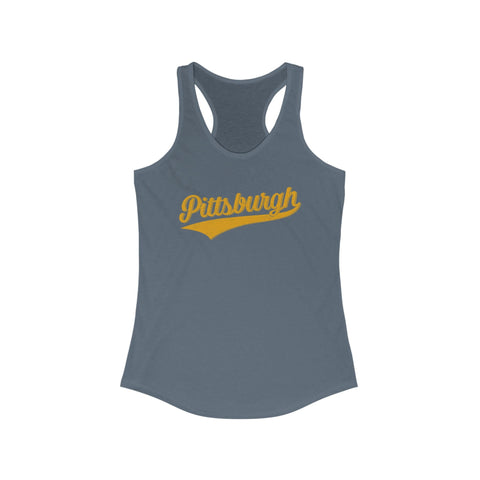 Women's Racerback Tank - Pittsburgh Varsity Retro Slim Fit Cotton Top Tank Top - YinzerShop