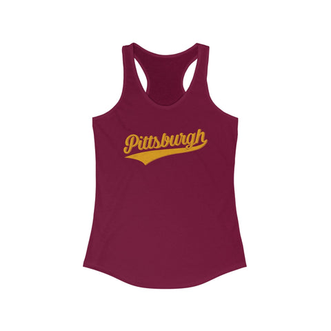 Women's Racerback Tank - Pittsburgh Varsity Retro Slim Fit Cotton Top Tank Top - YinzerShop