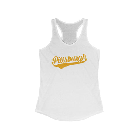 Women's Racerback Tank - Pittsburgh Varsity Retro Slim Fit Cotton Top Tank Top - YinzerShop