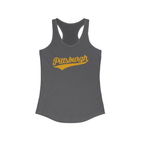 Women's Racerback Tank - Pittsburgh Varsity Retro Slim Fit Cotton Top Tank Top - YinzerShop