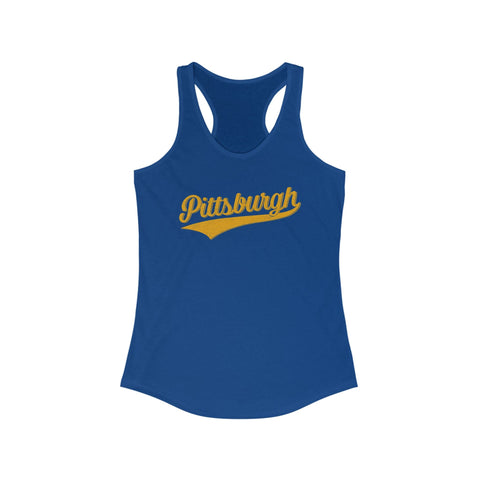 Women's Racerback Tank - Pittsburgh Varsity Retro Slim Fit Cotton Top Tank Top - YinzerShop
