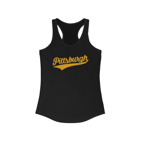 Women's Racerback Tank - Pittsburgh Varsity Retro Slim Fit Cotton Top Tank Top - YinzerShop