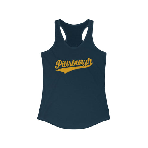 Women's Racerback Tank - Pittsburgh Varsity Retro Slim Fit Cotton Top Tank Top - YinzerShop