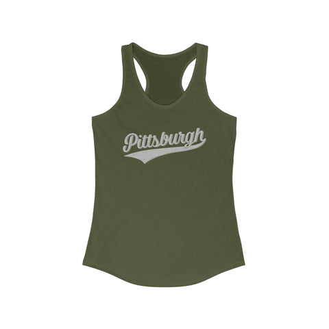 Women's Racerback Tank - Pittsburgh Varsity Retro Slim Fit Cotton Top Tank Top - YinzerShop