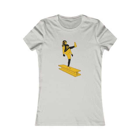 Women's Slim Fit Tee - The Kick Stylish Casual Top with Elastic Ribbed Collar T-Shirt - YinzerShop