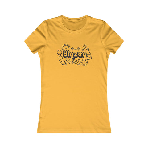 Women's Slim Fit Tee - Yinzer Icon Doodles Stylish Casual Tee With Ringspun Cotton T-Shirt - YinzerShop