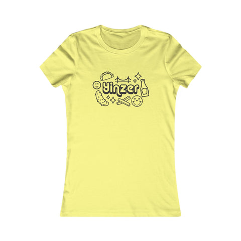 Women's Slim Fit Tee - Yinzer Icon Doodles Stylish Casual Tee With Ringspun Cotton T-Shirt - YinzerShop