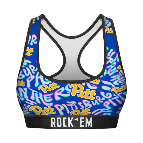 Women's Sports Bra - Pittsburgh Panthers - Twisted Wordmark Underwear - YinzerShop