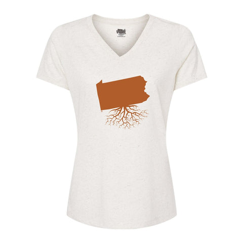 Women's V-Neck Tee - Pennsylvania State Shirt | Tri-Blend T-Shirt, Relaxed Fit Tee Women's V-Neck T-Shirt - YinzerShop