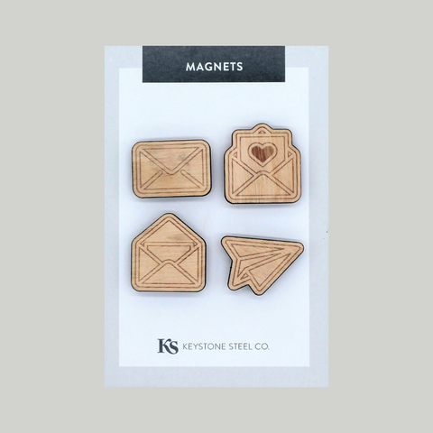 Mail Magnet Pack | Birch Wood Magnets Set of 4 – Rustic Magnetic Photo Holders