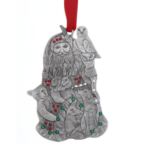 Woodland Santa Ornament – Aluminum Holiday Ornament with Austrian Crystals - YinzerShop