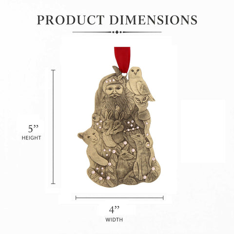 Woodland Santa Ornament – Bronze Christmas Tree Ornament with Austrian Crystals Ornament - YinzerShop