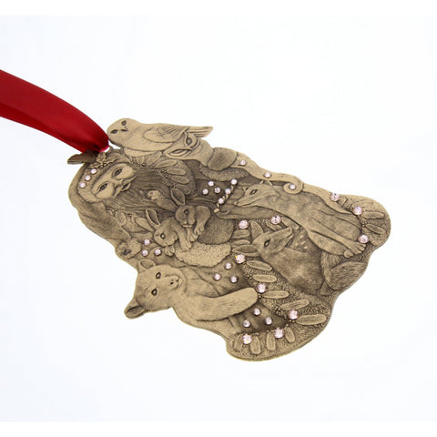 Woodland Santa Ornament – Bronze Christmas Tree Ornament with Austrian Crystals Ornament - YinzerShop