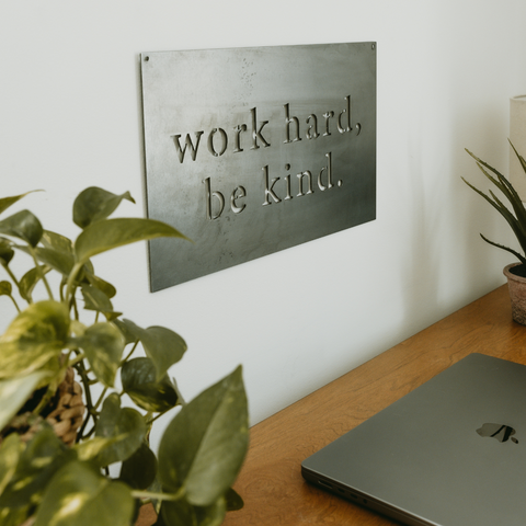 'Work Hard Be Kind' Rectangular Wall Decor