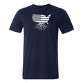 USA Roots Crewneck Tee (Unisex) T-Shirt WYR Solid Navy with USA Tonal XS 