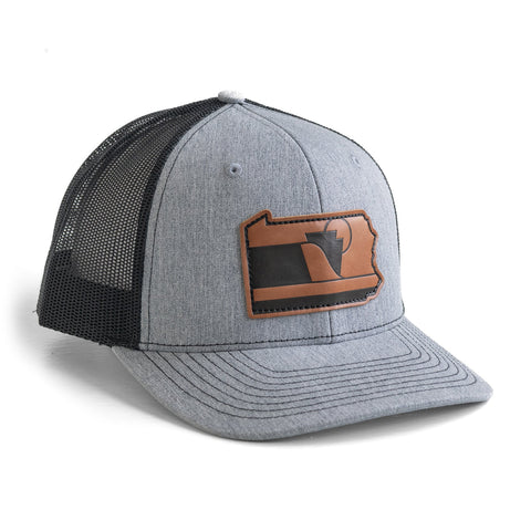XL Snapback Trucker Hat - Anthracite XL Pennsylvania Pride Leather Patch Cap Snapback Hat - YinzerShop