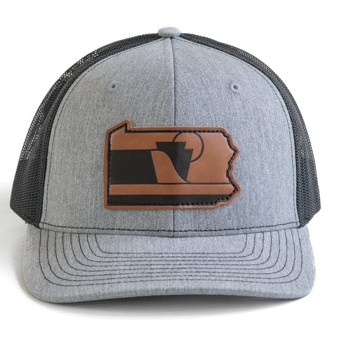 XL Snapback Trucker Hat - Anthracite XL Pennsylvania Pride Leather Patch Cap Snapback Hat - YinzerShop