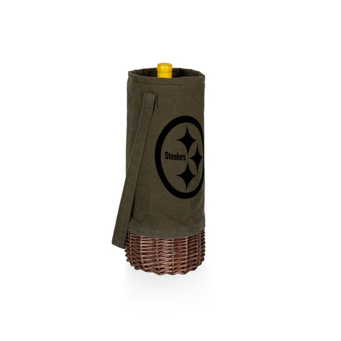 Pittsburgh Steelers - Malbec Insulated Canvas and Willow Wine Bottle Basket  Picnic Time Family of Brands   