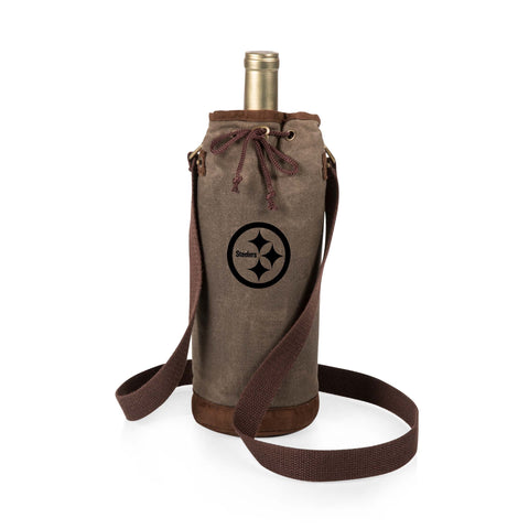Pittsburgh Steelers Waxed Canvas Wine Tote – Insulated Durable Wine Carrier