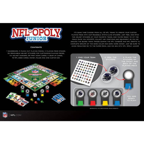 NFL Board Game NFL Opoly Junior – Football Trading Game with Reusable Helmet Decals