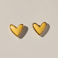 Yellow Stone Sweetheart Studs Stud Earrings Nickel & Suede