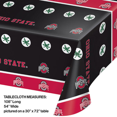 Ohio State Buckeyes Plastic Table Cover, 54"x108" Sports Party Supplies PartyDecorations.com