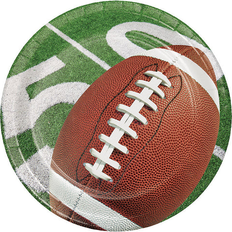 Football Party Paper Dessert Plates (8/Pkg) Sports Party Supplies PartyDecorations.com