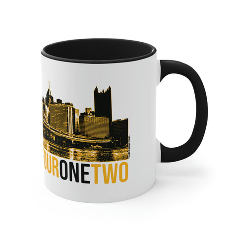Yinzer 412 Area Code with Pittsburgh City Scape Coffee Mug Mug Printify   