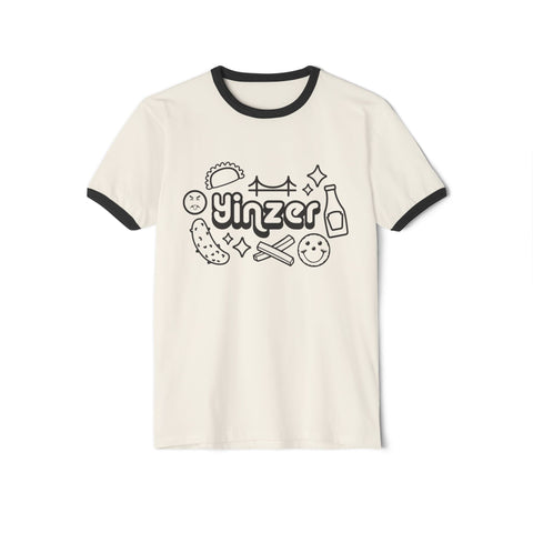 Yinzer Icon Doodles - Unisex Cotton Ringer T-Shirt T-Shirt - YinzerShop