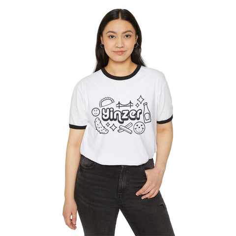 Yinzer Icon Doodles - Unisex Cotton Ringer T-Shirt T-Shirt - YinzerShop