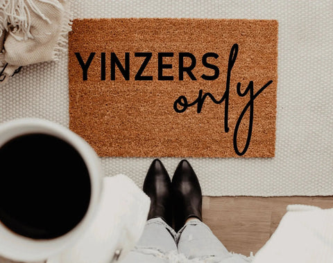 Yinzers Only Doormat – Custom Hand Painted Mat | Non Slip Durable Door Mat 18x30 Doormat - YinzerShop