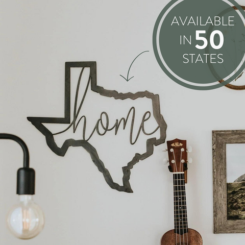 State Wall Decor - Personalized Steel State Sign | Rustic Metal Wall Art Accent