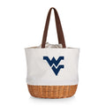 West Virginia Mountaineers - Coronado Canvas and Willow Basket Tote  Picnic Time Family of Brands Beige  