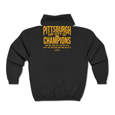 Zip Up Hoodie City of Champions Years - Heavy Blend Hoodie Classic Fit Sweatshirt Hoodie - YinzerShop
