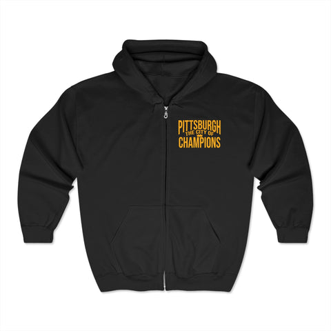 Zip Up Hoodie City of Champions Years - Heavy Blend Hoodie Classic Fit Sweatshirt Hoodie - YinzerShop