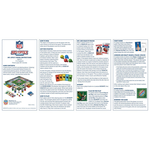 NFL Board Game NFL Opoly Junior – Football Trading Game with Reusable Helmet Decals